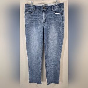 Wit & Wisdom Medium Wash Distressed Denim Raw Ankle Hem Academia Casual, size 10